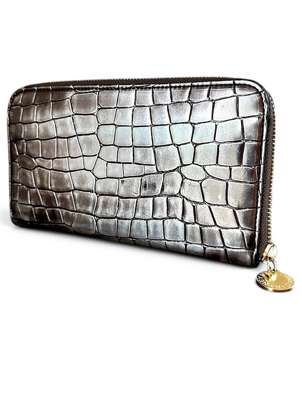 Stella McCartney Metallic Croc Embossed Long Wallet